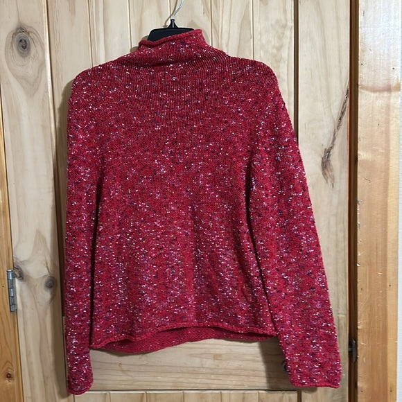 Coldwater Creek Red Ribbon Trim Turtleneck Sweater - Picture 5 of 5